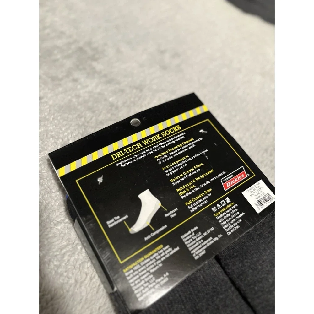 Dickies Dri-Tech Quarter Performance Work Gray Socks Pair of 10 Moisture Sz 6-12